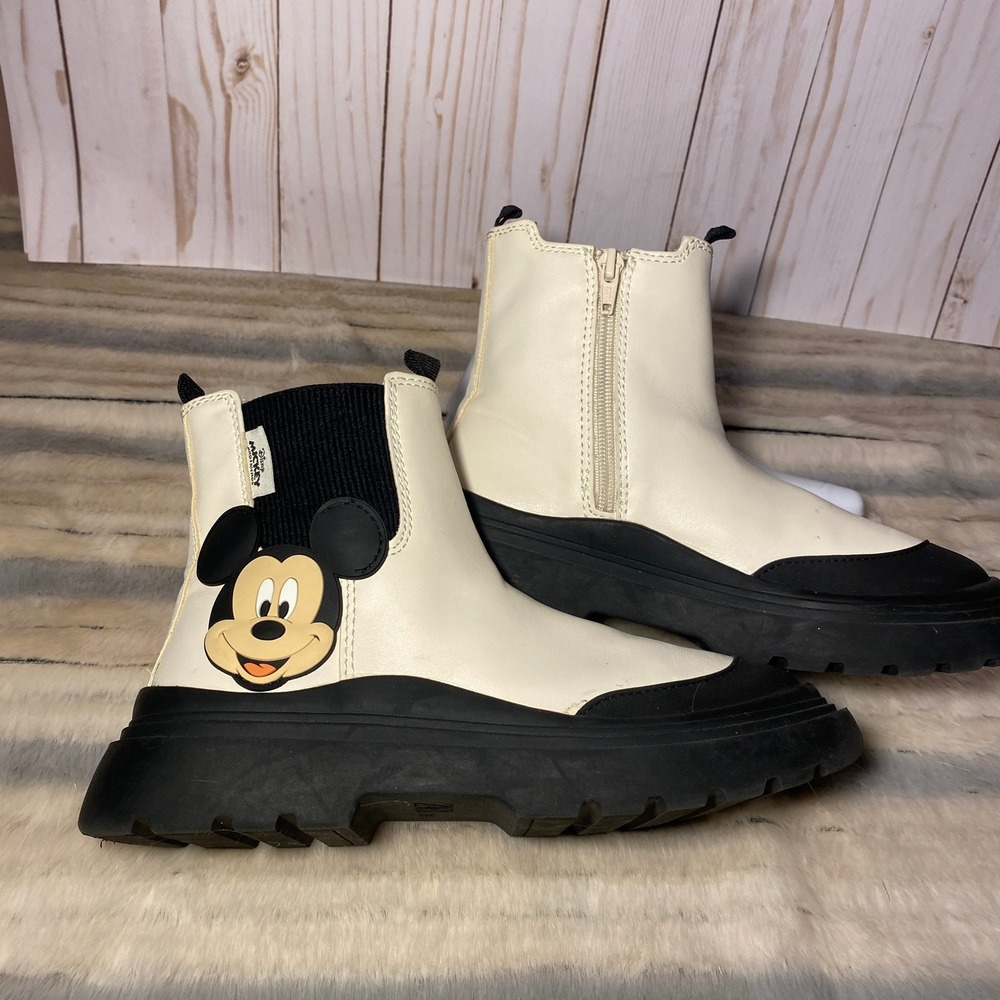 Zara Mickey Mouse Boots Side Zip Platform Lug Sole Size EU 36/US 6 Women's‎